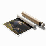 Black bear wall art design featuring intricate details and natural colors, rolled for easy display; perfect for wildlife enthusiasts and home décor.