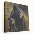 Black bear wall art design on stretched canvas, showcasing a detailed side view of the bear's features, perfect for nature-themed home decor.