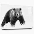 Black bear design wall art collection displayed in an acrylic glass frame, showcasing intricate details and vibrant colors, ideal for nature-themed decor.