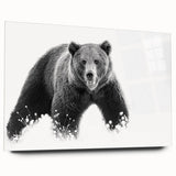 Black bear wall art design displayed in an acrylic frame, showcasing intricate details and vibrant colors. Ideal for nature-themed home decor and wildlife enthusiasts.
