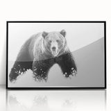 Framed wall art featuring a striking black bear design in a modern acrylic finish, showcasing intricate details and bold colors, perfect for nature enthusiasts.