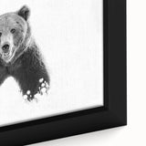 Close-up of a framed canvas wall art piece featuring a black bear design, showcasing detailed textures and rich colors, perfect for wildlife enthusiasts' decor.