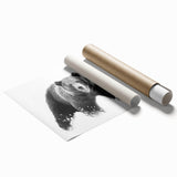 Stylized black bear wall art print on a rolled canvas, showcasing intricate details and vibrant colors, perfect for nature-themed home decor.