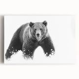 Black bear wall art featuring a striking design on stretched canvas, showcasing intricate details and vibrant colors, perfect for nature lovers and home decor enthusiasts.