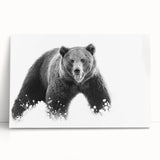 Stretched canvas wall art featuring a striking black bear design, showcasing intricate details against a neutral background, ideal for nature-themed decor.