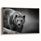 Framed wall art featuring a black bear design, elegantly displayed with a gold frame, showcasing intricate details and a modern aesthetic for nature-themed decor.
