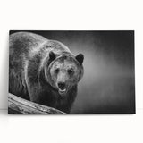 Black bear wall art design on stretched canvas, showcasing vivid colors and intricate details, perfect for nature-themed decor and wildlife enthusiasts.
