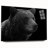 Acrylic glass wall art featuring a sleek black bear design, showcasing intricate details and vibrant colors, ideal for modern living spaces or nature-themed decor.