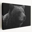 Stretched canvas wall art showcasing a striking black bear design, featuring vibrant colors and intricate details, perfect for nature-themed home decor.