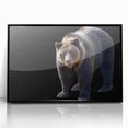 Framed wall art featuring a striking black bear design in a sleek acrylic frame, showcasing intricate details and a modern aesthetic for nature lovers.