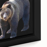 Close-up of a framed black bear wall art piece featuring intricate design details and vibrant colors, perfect for nature enthusiasts and modern decor settings.