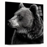 Elegant black bear wall art design displayed in an acrylic glass frame, showcasing a side view with intricate details and a modern aesthetic, perfect for nature-themed decor.