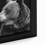 Close-up of a framed black bear wall art piece showcasing intricate details and textures, perfect for nature enthusiasts and home decor. Ideal for adding a rustic charm to living spaces.