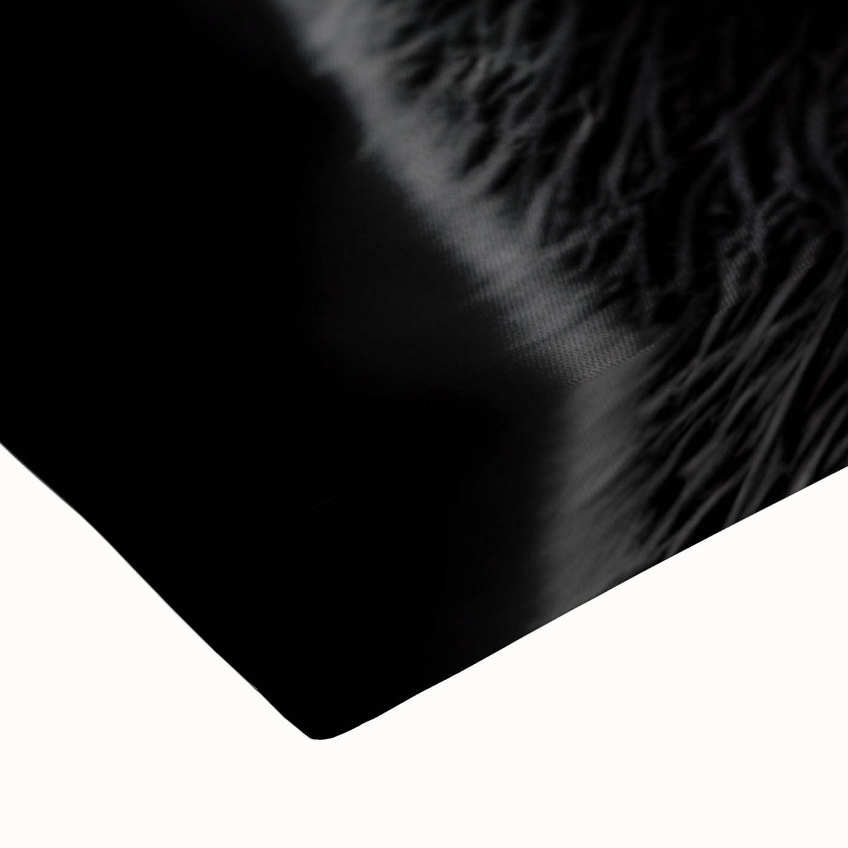 Close-up of a stretched canvas featuring a black bear design, showcasing intricate details and textures, perfect for wildlife-themed home decor.