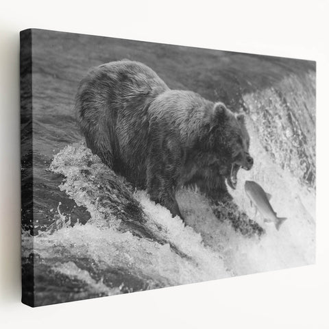 Black bear wall art design on stretched canvas, showcasing vibrant colors and a textured surface, perfect for nature-themed home decor or wildlife enthusiasts.