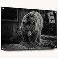 Black bear wall art design in acrylic glass, showcasing a side view with pin details; perfect for nature-themed decor and wildlife enthusiasts.