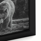 Close-up of a framed black bear wall art piece showcasing intricate details and vibrant colors, perfect for nature-themed home decor or wildlife enthusiasts.