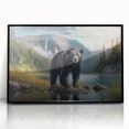 Framed wall art featuring a black bear design in an acrylic finish, showcasing a striking front view. Ideal for nature lovers and rustic decor enthusiasts.
