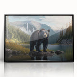 Framed wall art featuring a black bear design in an acrylic finish, showcasing a striking front view. Ideal for nature lovers and rustic decor enthusiasts.