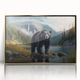 Framed wall art featuring a striking black bear design with a gold acrylic front, perfect for nature enthusiasts and modern decor lovers. Ideal for enhancing living spaces.