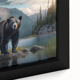 Framed canvas wall art showcasing a detailed black bear design, highlighting intricate textures and vibrant colors, perfect for nature-themed decor.