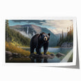 Black bear wall art print showcasing a detailed illustration of a majestic black bear surrounded by vibrant natural elements, ideal for wildlife enthusiasts and home decor.