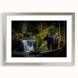 Black bear wall art collection framed in silver, featuring a detailed design that captures the essence of wildlife. Ideal for nature-themed decor and animal lovers.