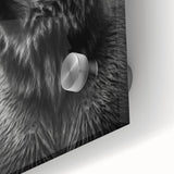 Close-up of a striking black bear wall art piece, featuring intricate acrylic glass design elements and vivid colors, perfect for nature-themed decor.
