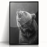 Framed wall art featuring a striking black bear design, showcasing intricate details and vibrant colors, ideal for nature lovers and home decor enthusiasts.
