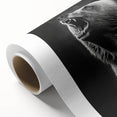 Rolled canvas artwork depicting a striking black bear design, showcasing detailed fur textures and natural colors, ideal for wildlife decor enthusiasts.