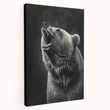 Stretched canvas wall art showcasing a black bear design, featuring rich details and vibrant colors, perfect for nature-themed decor in any setting.