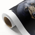 Black bear wall art design on rolled canvas, showcasing intricate details and natural colors, perfect for wildlife enthusiasts. Ideal for home decor or gifting.