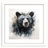 Black bear wall art collection framed with a white mat, showcasing a striking design that highlights the bear's details and natural beauty, perfect for home decor.