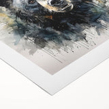 Black bear wall art design on rolled canvas, showcasing intricate details and rich colors, ideal for nature-themed decor and wildlife enthusiasts.