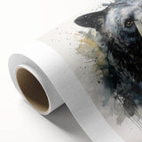 Black bear wall art print on rolled canvas showcasing a striking design of a bear in a natural setting, perfect for wildlife-themed decor. Textured surface enhances visual appeal.