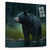 Stylish black bear wall art design displayed in acrylic glass, showcasing vibrant colors and intricate details, perfect for nature-themed decor in any room.