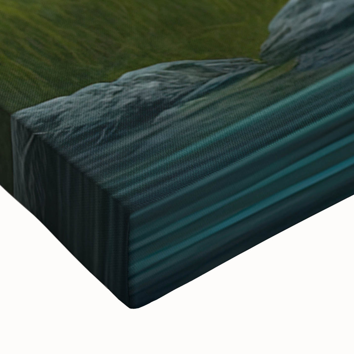 Close-up of a stretched canvas wall art featuring a detailed black bear design, showcasing rich colors and textures ideal for wildlife enthusiasts and home decor.