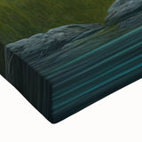 Close-up of a stretched canvas wall art featuring a detailed black bear design, showcasing rich colors and textures ideal for wildlife enthusiasts and home decor.