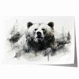 Black bear wall art print showcasing a majestic black bear in a natural forest setting, rolled and ready for display. Perfect for wildlife enthusiasts and home decor.