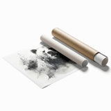 Stylish black bear wall art print showcasing intricate design details on a rolled canvas, perfect for enhancing modern home decor with a touch of nature.