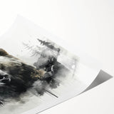 Black bear wall art print showcasing a striking, minimalist design with bold outlines and a vibrant color palette, ideal for nature-themed home decor.