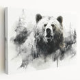 Stretched canvas wall art featuring a black bear design, showcasing detailed fur texture and lifelike features, ideal for wildlife enthusiasts and home decor.