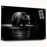 Black bear wall art collection displayed in a sleek acrylic glass frame, showcasing intricate design details and vibrant colors. Perfect for nature lovers’ decor.