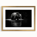 Framed wall art collection featuring a black bear design with a gold mat, showcasing a front view of the artwork. Ideal for nature enthusiasts and home decor.