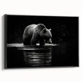 Framed wall art featuring a black bear design in profile view, showcasing intricate details and vibrant colors, perfect for nature-themed decor.