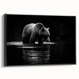 Framed wall art featuring a black bear design in profile view, showcasing intricate details and vibrant colors, perfect for nature-themed decor.