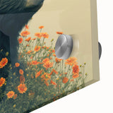 Close-up view of a black bear wall art design on acrylic glass, showcasing intricate details and vibrant colors, perfect for wildlife enthusiasts' home decor.