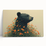 Black bear wall art collection on stretched canvas, featuring a striking design of a majestic black bear in a natural setting, perfect for nature enthusiasts.