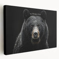 Black bear design wall art collection on stretched canvas, showcasing a side view with rich colors and detailed textures, perfect for nature-themed decor.