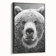 Framed canvas wall art showcasing a black bear design, featuring a side view with rich details and vibrant colors, ideal for nature-themed home decor.